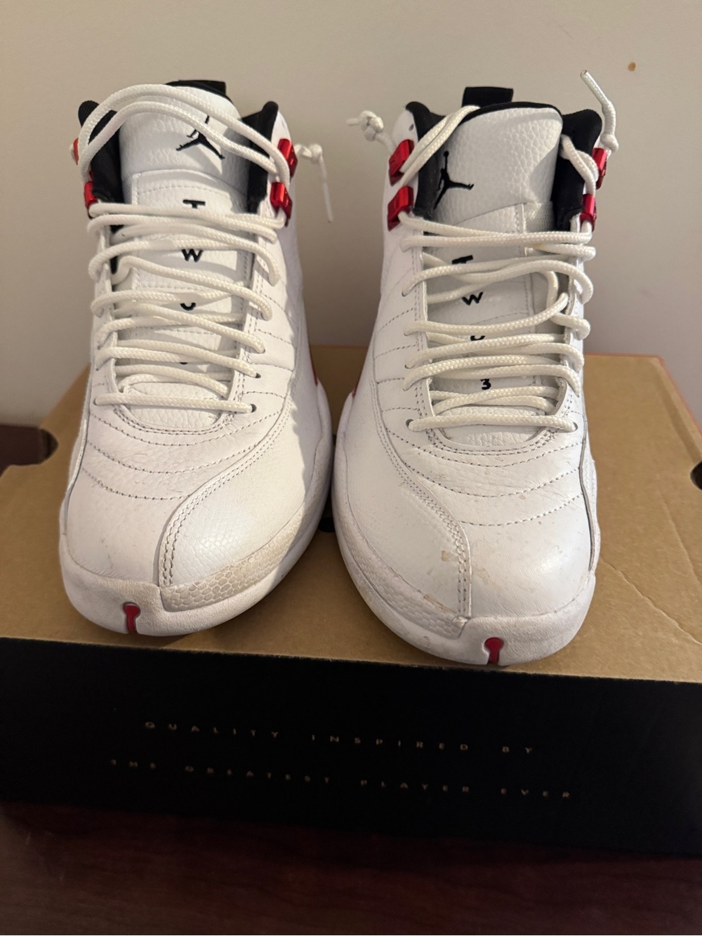 Nike White and Black Sneakers with Red Accents